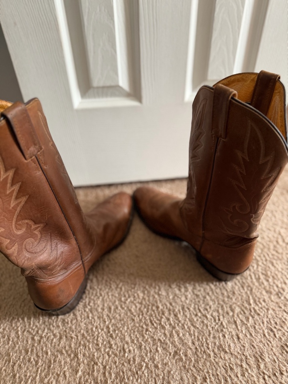 VINTAGE DAN POST MEN'S WESTERN BROWN LEATHER BOOTS SIZE 13EW COWBOY - Picture 8 of 8